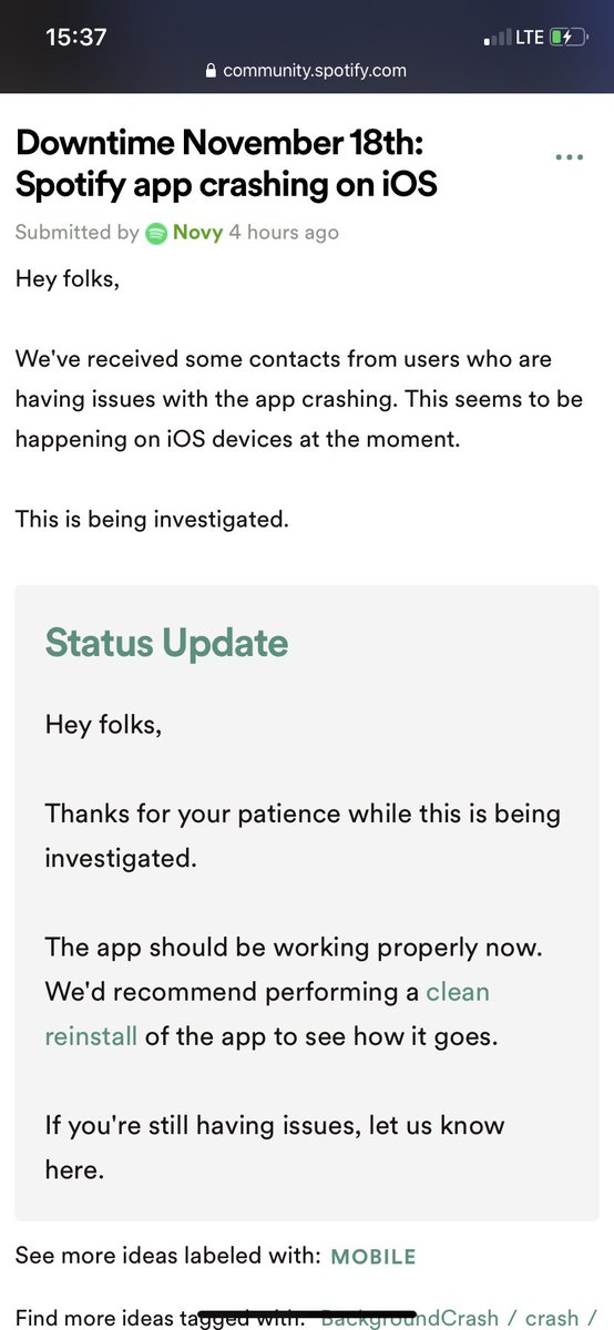 RecordDrop121's tweet photo. Spotify down... NOT ANYMORE (I hope) read the article and follow instructions!! It fixed mine and I’m very happy 😊 (link will be below) #SpotifyDown #spotifycrash https://t.co/VeoX0rRCRb