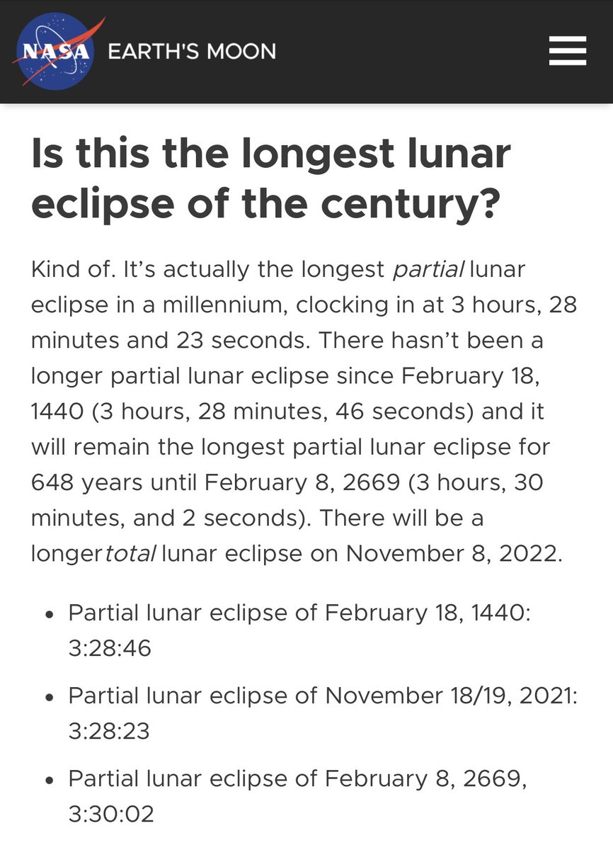 jeffphowe's tweet photo. After the Patriots-Falcons game tonight, there will be a 3-hour, 28-minute partial lunar eclipse, according to NASA. It’ll be the longest partial lunar eclipse in 581 years. That one also lasted 3 hours, 28 minutes. https://t.co/1Dal9rFhbO