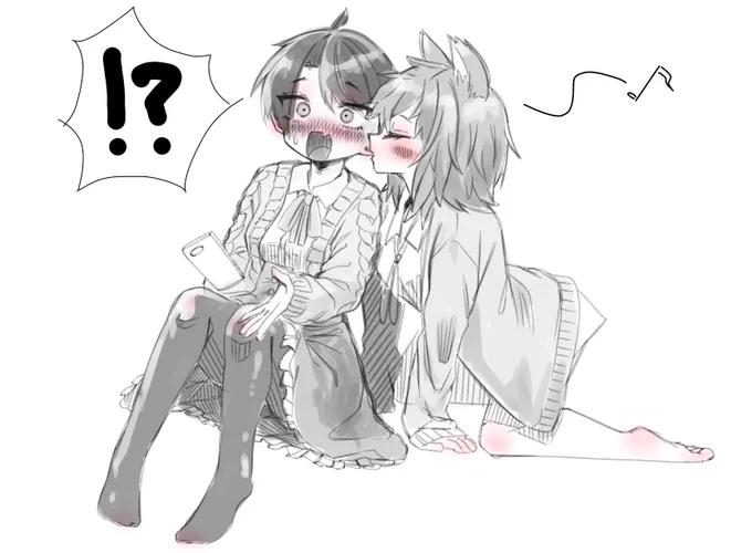 「スバルちゃんの耳〜👂」
「⁉︎」
#プロテインザスバル 
#絵かゆ 
#大空スバル
#猫又おかゆ 