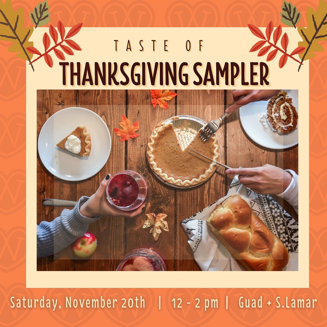 Join us this Saturday, 11/20 for our traditional Taste of Thanksgiving sampling event!  From meat-free entrées to traditional pies, try a bite of all your favorites! 🧡  Both locations // 12-2pm