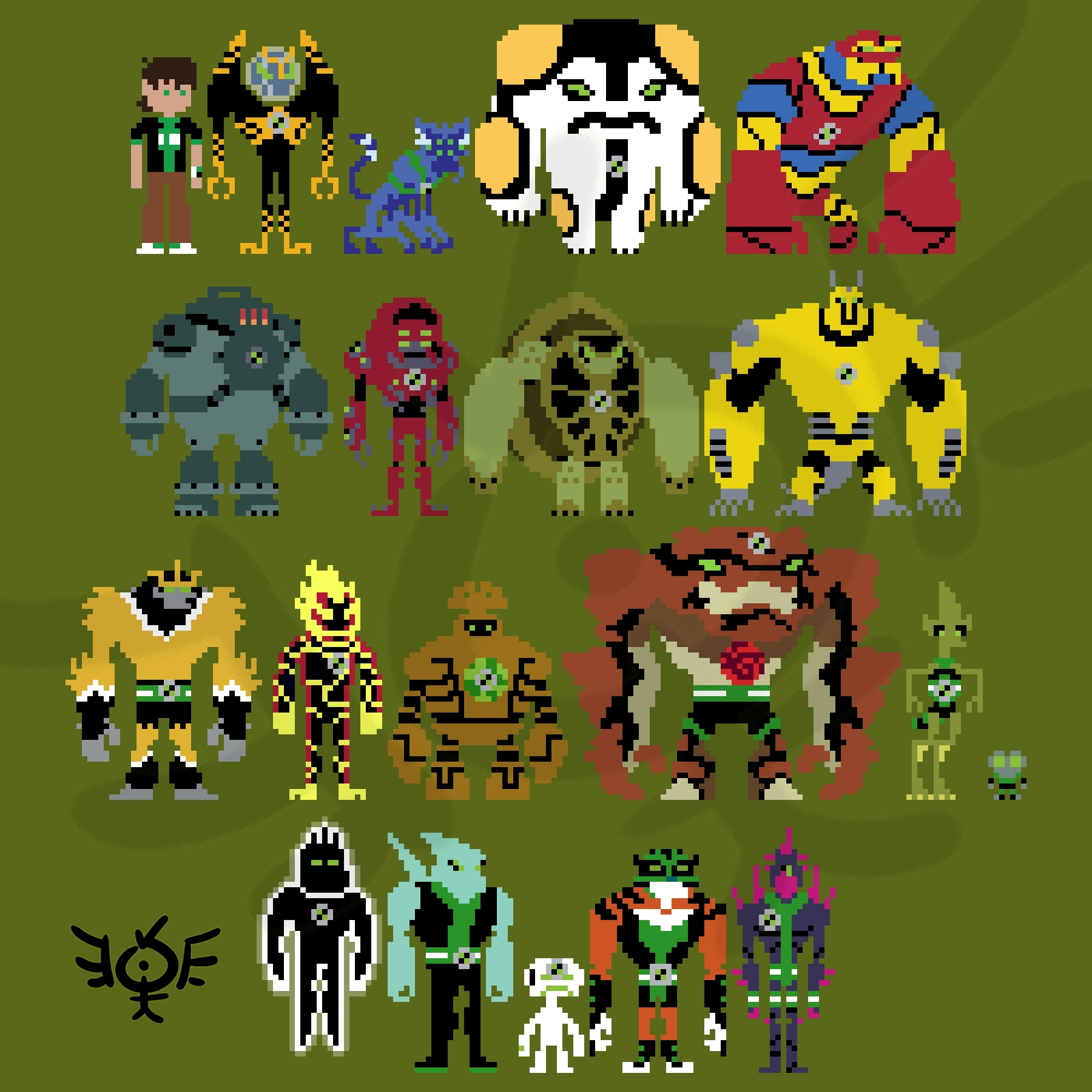 Y0L0TH3M4N Jordi on X: I made every Ben 10 AF alien as pixel art, hope you  like it. / Hice a todos los aliens de Ben 10 FA en pixel art. Part