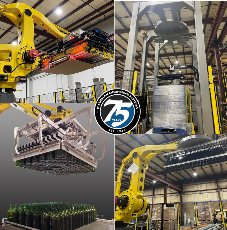 KaufmanSystems's tweet photo. Kaufman's KPal family of palletizer systems leverage Kaufman’s 75 years of experience &amp; encompasses the latest advancements in palletizing technology. Combining our palletizers w/our KForce Stretch wrapping technology brings unparalleled excellence to your end of line process. https://t.co/flRRVbTrjA