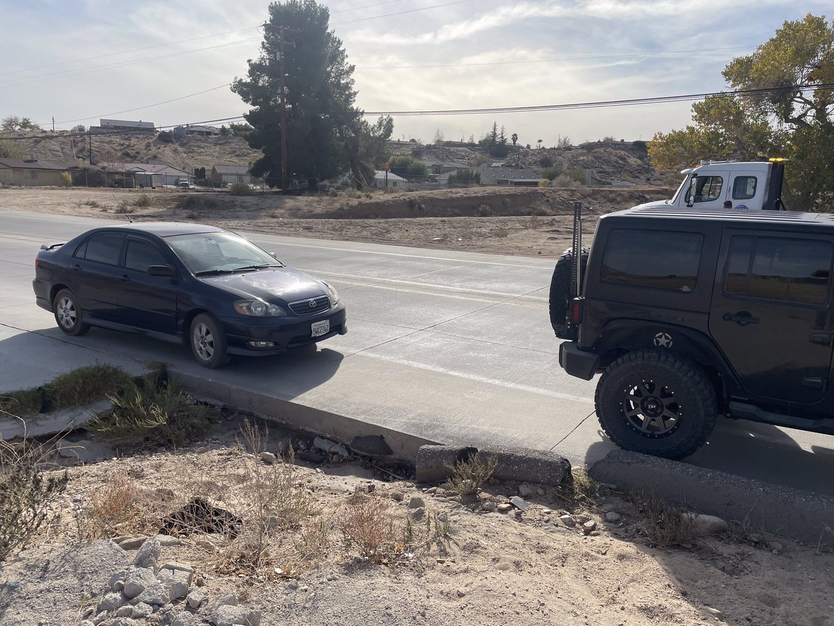 Desert Recovery SOS: Hesperia - GPS fail for food delivery guy, he ended up in the middle of a sandy wash…he was very happy to get back on the pavement! #Hesperia #offroadrecovery #Harlie #gpsfail #stuck