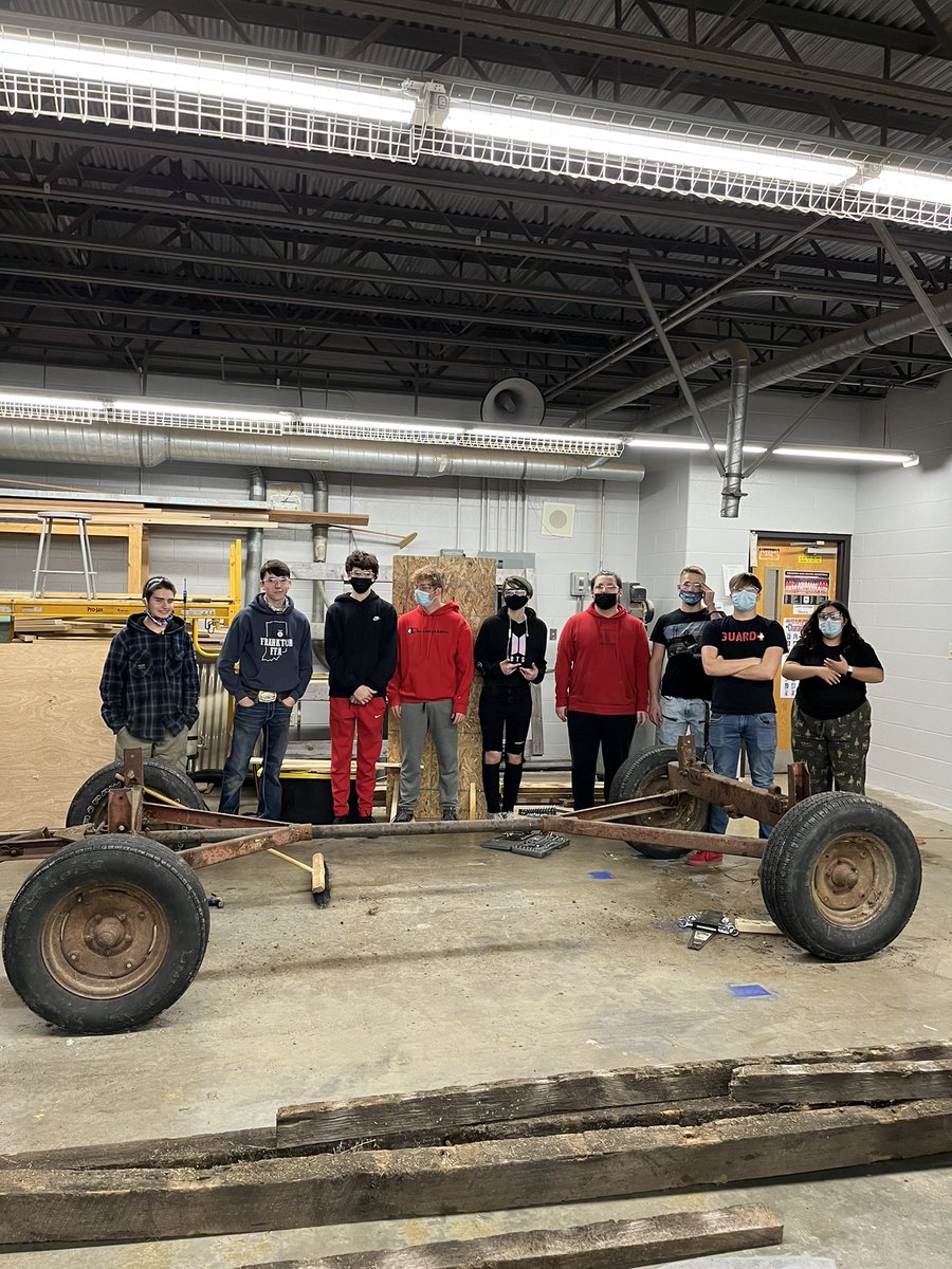 randyengland80's tweet photo. When you teach in a farming community, you do farming things.  Hay wagon rebuild.  Deck removed in 90 min.  Frankton kids are Awesome!
Eagle Pride https://t.co/rWK6sSkEg6