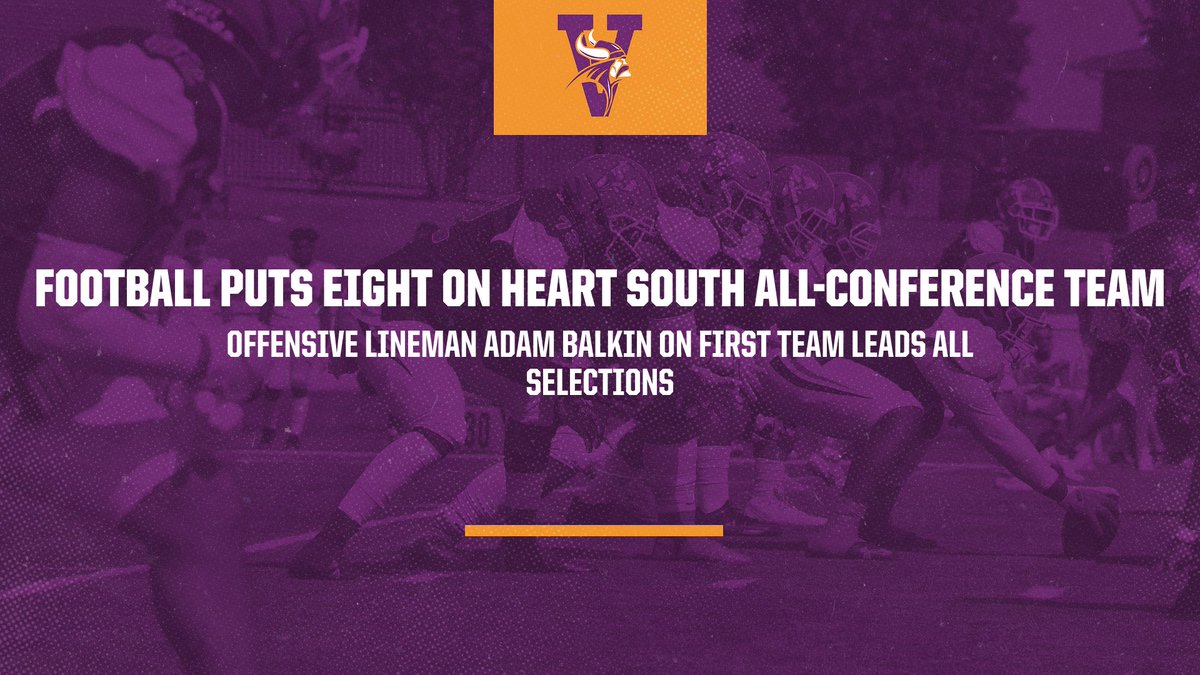 MVUAthletics's tweet photo. Viking Football Puts Eight on Heart South Division All-Conference Team! #valleywillroll https://t.co/bE42jlwHmN https://t.co/XAAPLCb6D4