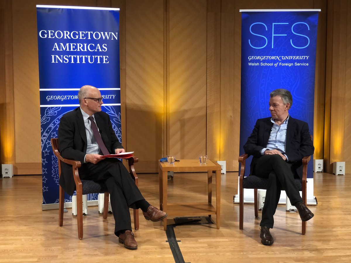 Reflecting on the Peace Agreement 5 years later with Former President Juan Manuel Santos @Georgetown @LapaGeorgetown @GeorgetownCLAS @georgetownsfs