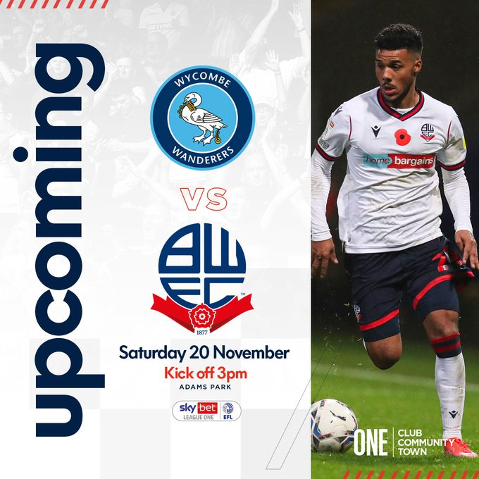 BoltonFClub's tweet photo. 👊Looking to bounce back.

🚍Wanderers return to @SkyBetLeagueOne action on Saturday afternoon with a trip to  @wwfcofficial.

🎟️Tickets are still available via the Ticket Office phone lines until 3pm tomorrow (Friday).

#BWFC 🐘🏰 https://t.co/9Sy1iNl5MN