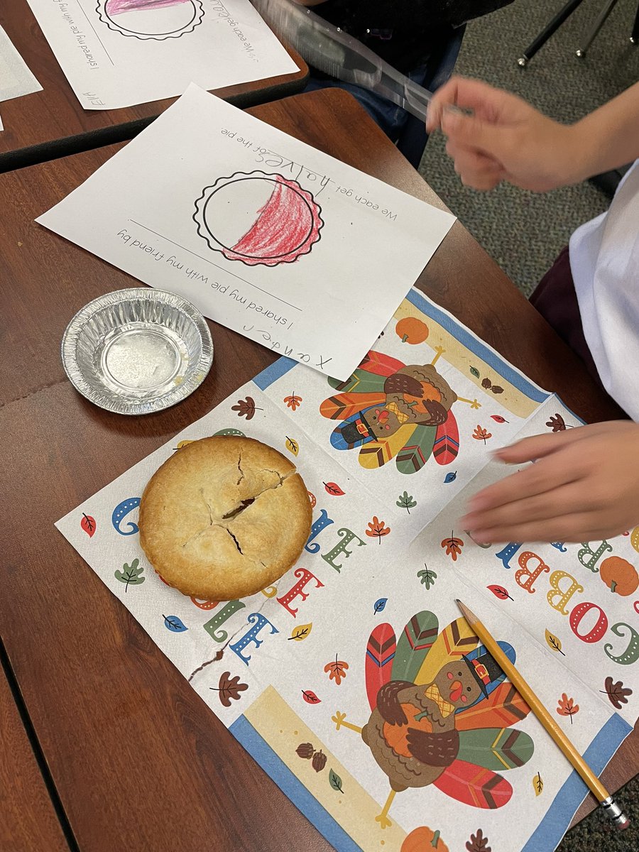 Today we practiced partitioning our pies into halves and fourths and sharing equal parts with our partner!
