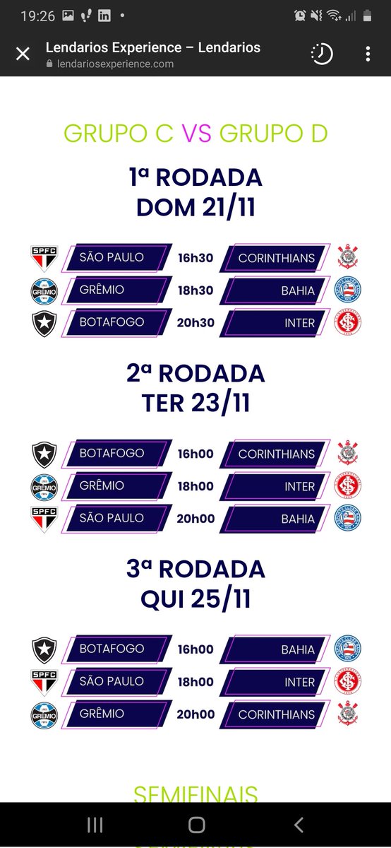 sampafogoficial's tweet photo. Confira a tabela com os dias, horários e jogos do @Botafogo Máster.
Para comprar os ingressos, acesse https://t.co/VNewC0BoUz .
Pra cima deles, Fogão!🔥⭐
#copamaster #lendariosexperience #masterbotafogo #botafogo https://t.co/lARarKpDQb