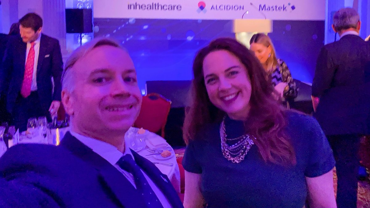 cflashman's tweet photo. LizAshallPayne: RT @paulsweston: Wonderful to spend time with my super @OrchaHealth colleague Sarah #healthtechuk #healthsocialcare dinner - thanks @techUK for hosting a fab evening - inspiring #keynote @chat2sonia @NHSX https://t.co/QiELD7Qhi4