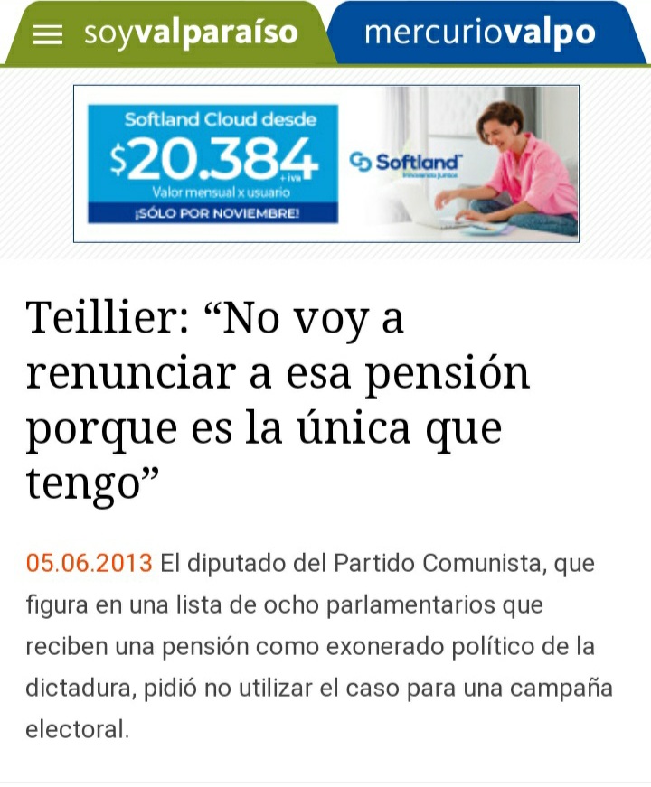 cherrAL62's tweet photo. Sabia Ud que al diputado comunista Guillermo Teillier el Estado de Chile desde el 2010 le ha pagado a la fecha como salario y más asignacion para gastos la brutal suma de 2.752 millones de pesos...y aún así se ha negado a renunciar a su pensión de exonerado político.
#NoMasPC https://t.co/pTrsvMXzbM