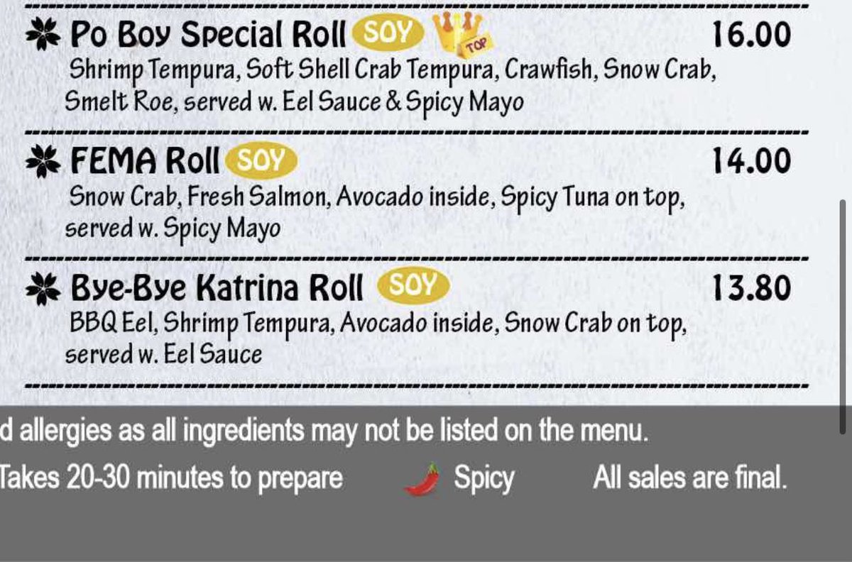 carolinegrace22's tweet photo. ordering sushi in new orleans b like https://t.co/EdY0xtuaWM
