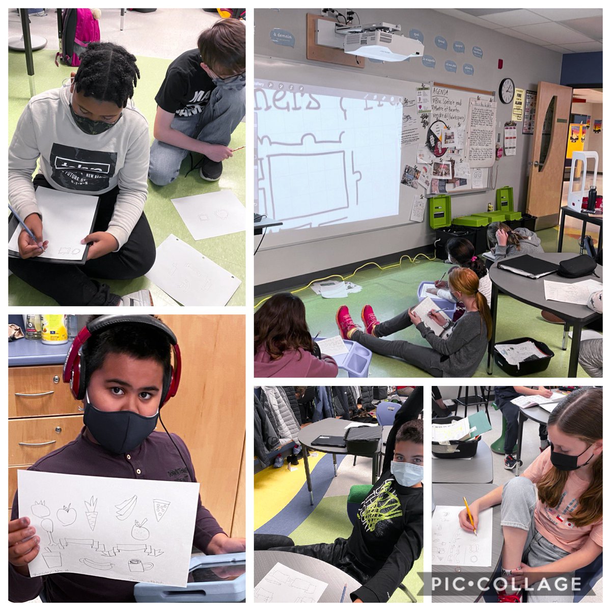 HFLearn's tweet photo. In grade 5/6 @StDominicOCSB we used #sketchnotefever resources by @sylviaduckworth to help continue building our bank of icons this afternoon. Visual notetaking allows Ss to create meaning through icons, labels & text. This can help Ss better process the information they 👁&👂! https://t.co/vSmLPDdlPZ