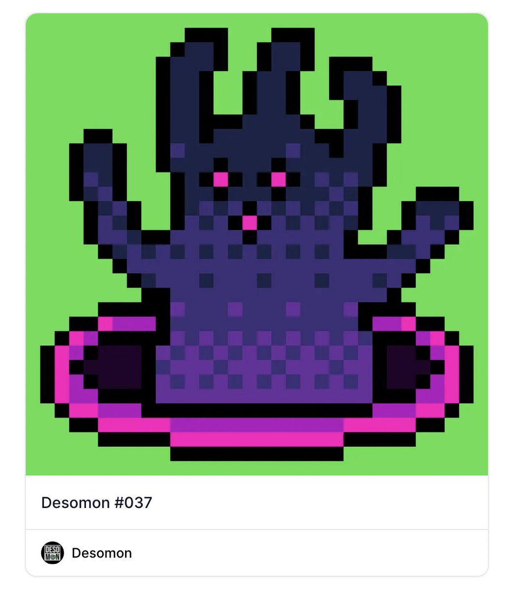 desoprotocol's tweet image. We’re giving away this $3,000 Desomon NFT!  

🎟️How to enter:
1. Follow @DesoProtocol on Twitter
2. Retweet this tweet 🔁

(Ends 11/20)

#NFT #giveaway #decentralizedsocial