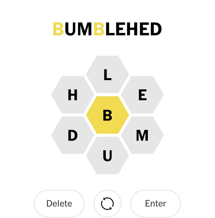 BumbleHed: Latest name for the members of the cult of the #Nytspellingbee.

Where my #BumbleHeds at??