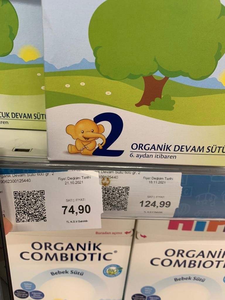 bpthaber's tweet photo. Bir mağazada, çocuk devam sütüne 50 TL zam gelmesi sosyal medyada gündem oldu. https://t.co/vfIu6G1MR9