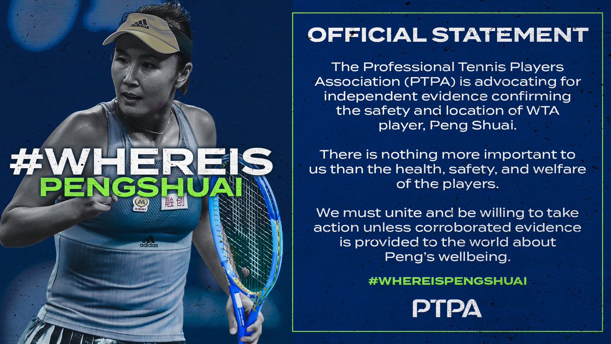 Our official statement regarding Peng Shuai.
#WhereIsPengShuai
#CreatedByThePlayersForThePlayers🎾