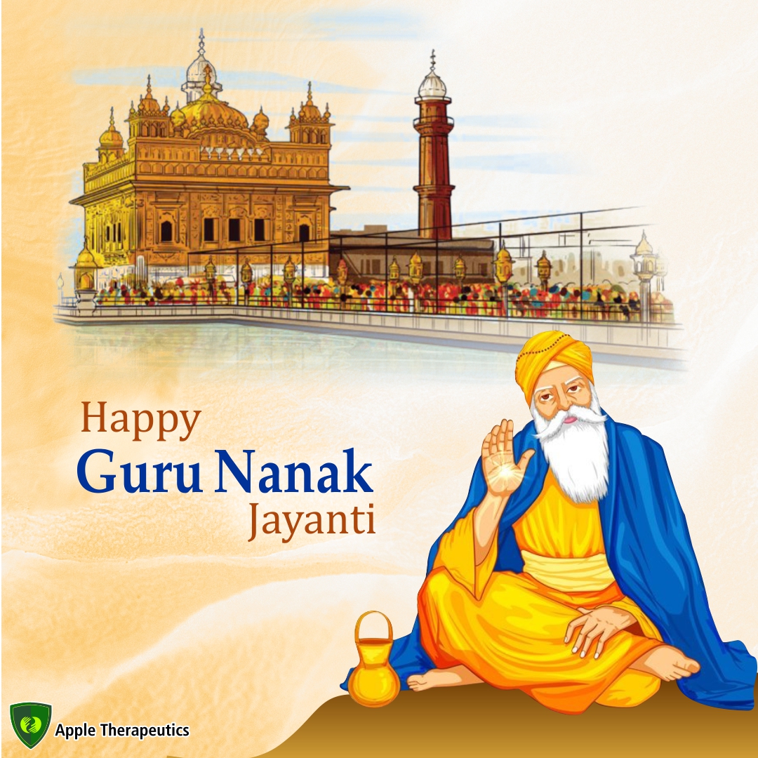 AppleThera's tweet photo. May the teaching of the Guru reflect goodness and compassion in you and bring into your life the glow of happiness and prosperity.  May Waheguru shower his blessings on you! Happy #GuruNanakJayanti to you and your family.

#ShriNanakDevji #gurunanakjayanti2021  #गुरूनानक_जयंती https://t.co/lwxIEgvyFm