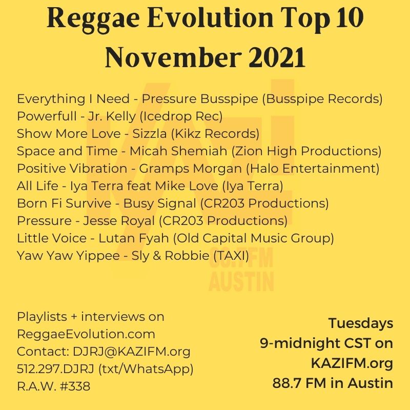 My new Top 10 chart is out for Reggae Evolution:
reggaeevolution.com/top-10/ Follow these artistes below: 
<a href="/PressureBusspi1/">Pressure Busspipe</a> <a href="/JrKellyOfficial/">Junior Kelly</a> <a href="/SizzlaKalonji/">Sizzla</a> <a href="/MicahShemaiah/">ORIGINAL DREAD</a> <a href="/grampsmorgan/">GrampsMorgan.eth</a> <a href="/iyaterramusic/">IYA TERRA</a> <a href="/busysignal_turf/">BUSY SIGNAL</a> <a href="/JesseRoyal1/">ROYAL</a> <a href="/lutanfyah1/">Lutan Fyah</a> <a href="/SlyRobbieTaxi/">Sly & Robbie</a> @TABOU1Records