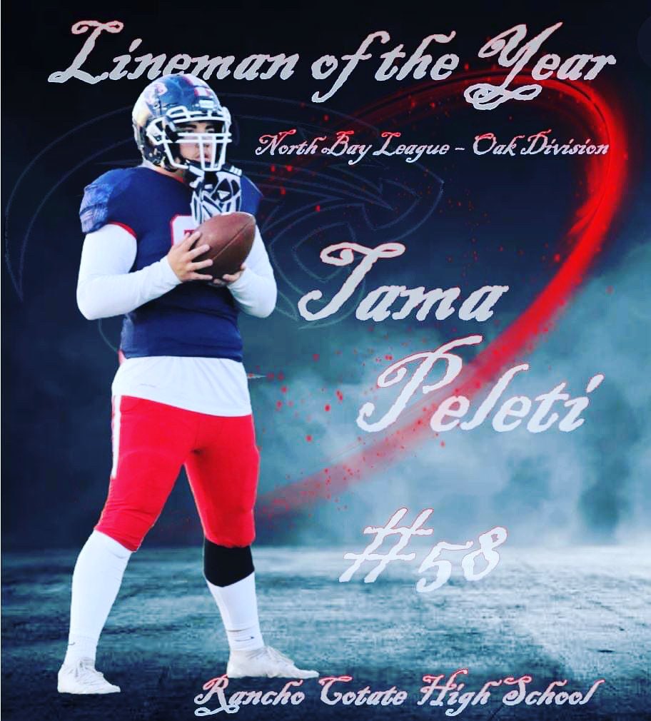 RanchoFootball's tweet photo. Congratulations to Tama Peleti on his selection as North Bay League- Oak Division Lineman of the Year. https://t.co/eIvvIPGUTp