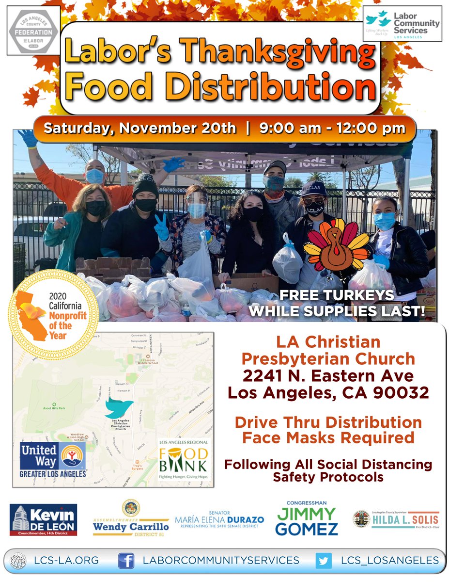 ContrerasFnd's tweet photo. Today the Miguel Contreras Foundation staff, instructors, and participants helped Labor Community Services package 1200 meals for families in need this holiday season. https://t.co/IiitMNEqtO