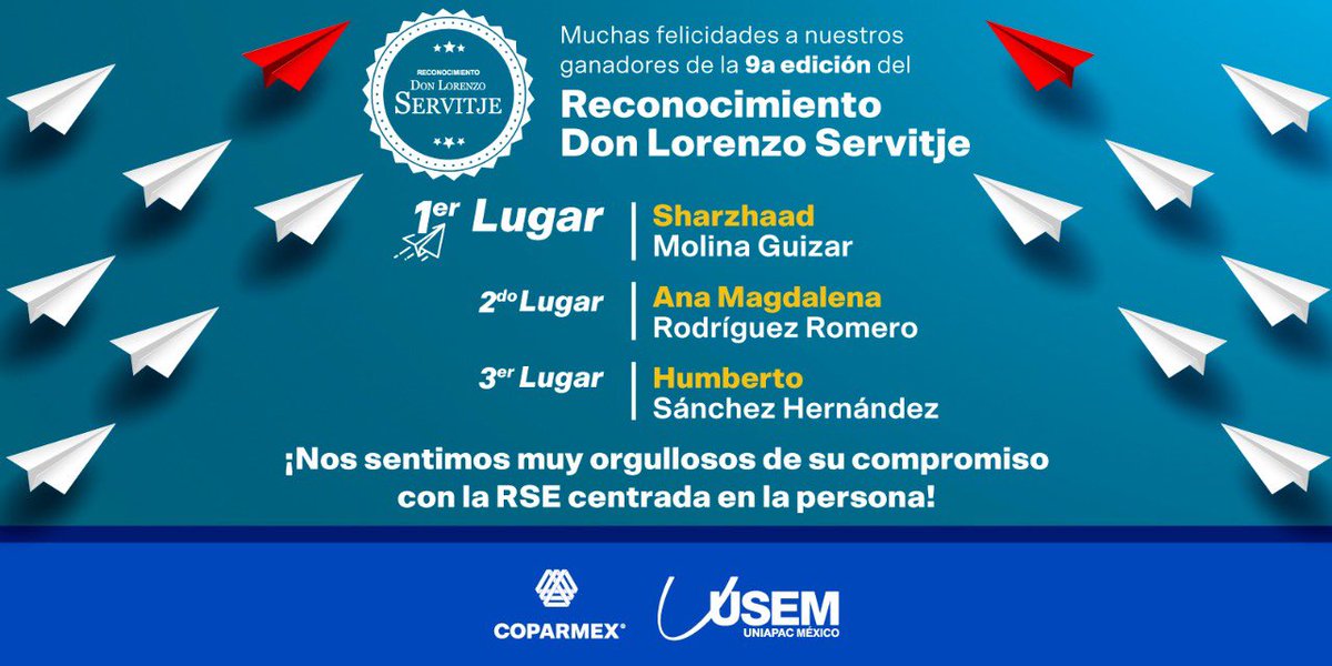 reconocimient12's tweet photo. Y nuestros ganadores del #ReconocimientoDonLorenzoServitje2021 son…

¡Muchas felicidades por su vivencia de la #RSECentradaEnLaPersona diariamente en su vida empresarial!

#LiderazgoYResponsabilidadSocial
https://t.co/drZpdIVRBx
 @Coparmex @confe_usem https://t.co/3XXmI7dyHZ