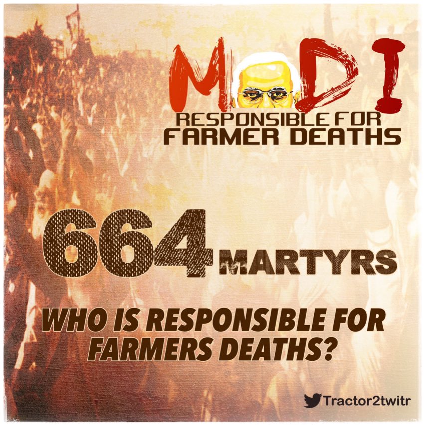 sakthivignesh88's tweet photo. Who is responsible for farmers death???? #ModiLost #Farmslaw https://t.co/1x3wm81E7M
