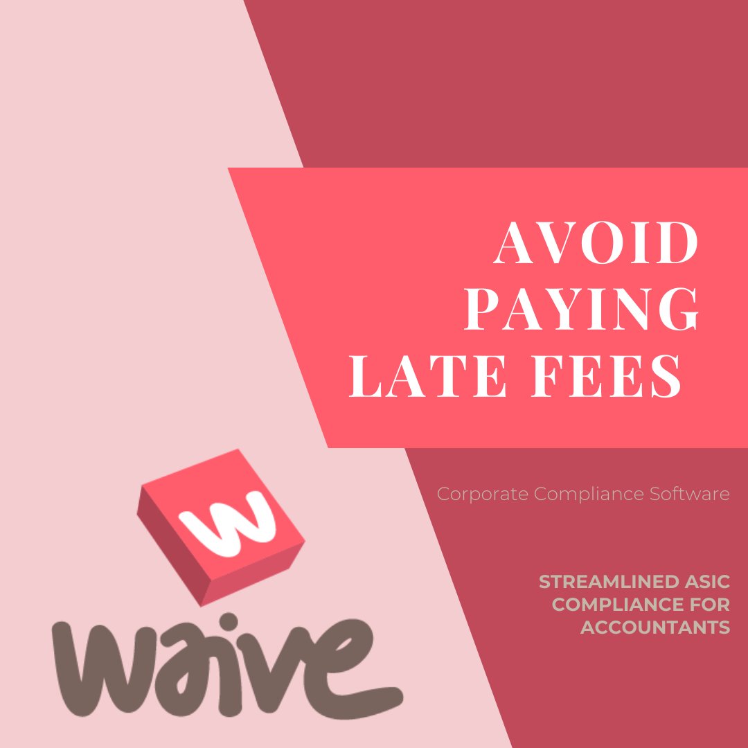 WaiveSoftware's tweet image. ASIC must be notified of all changes within 28 days.

Change of details lodged up to one month after a change occurred - $83

Change of details lodged more than one month after a change occurred - $344

#avoidfees #latefees #corporate #tips #compliance #business