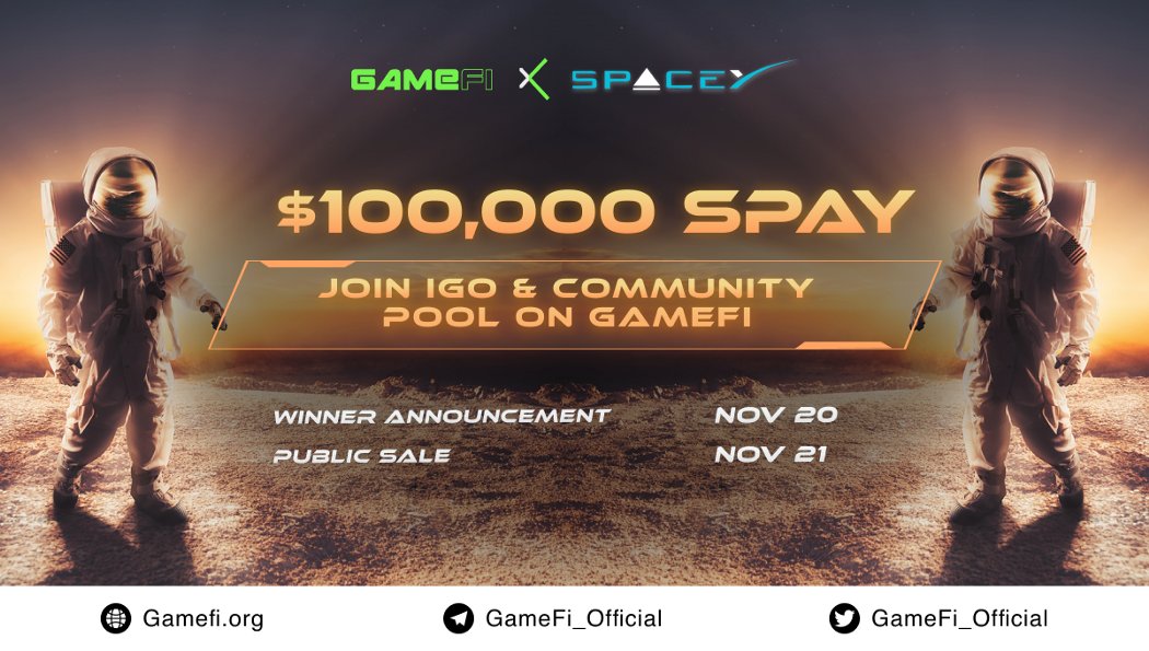 GameFi_Official's tweet photo. ⏱ Time is running out! ⏱
1 day remaining to join the @spacey2025 $SPAY IGO Pool Whitelist on #GameFi

📛The whitelist will end at 07:00 a.m UTC, November 20

#GameFi $GAFI

https://t.co/3wNYf3CaM3 https://t.co/iPqzzwYckx