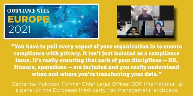 ca_muldoon's tweet photo. Attention, .@complianceweek members! #Explore Catherine’s contribution to the recent #ComplianceWeekEurope virtual discussion on the importance of outsourcing when managing third-party #risks. https://t.co/ECCeN9yaPK.
#compliance #riskmanagement #legal #ThursdayResources https://t.co/pFu6FOwUbG
