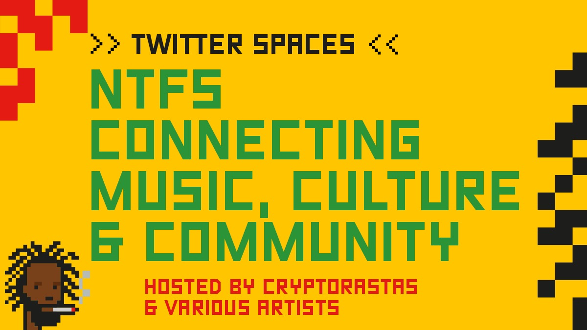 Twitter Spaces 》NTFs connecting music, culture &amp; community 》hosted by CryptoRastas &amp; various artists

x.com/i/spaces/1zqKV…