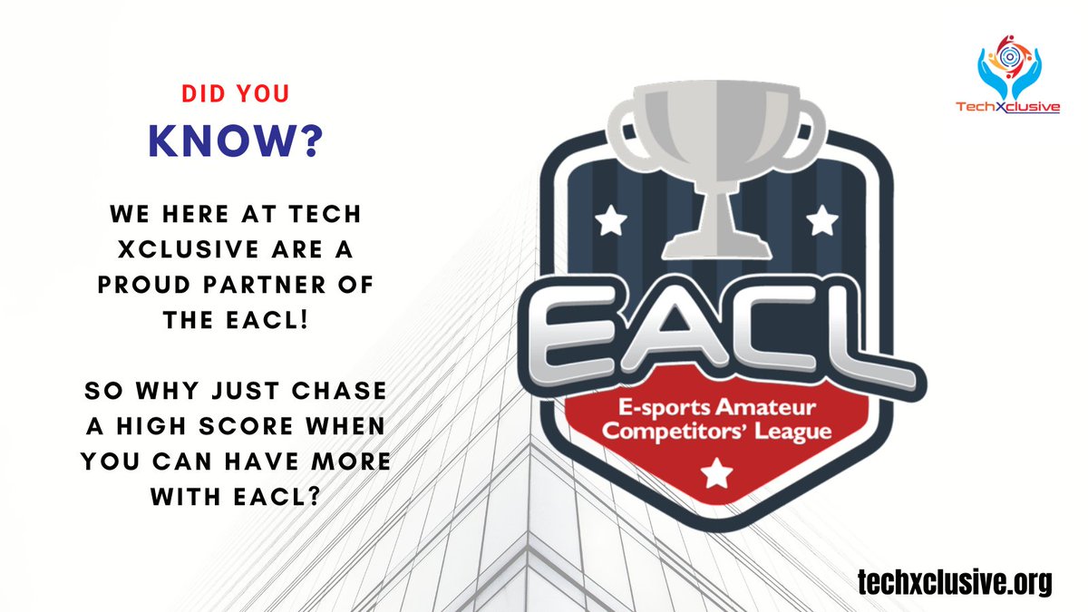 TechXclusive1's tweet photo. Are you an e-gamer? We are happy to say that we are a proud partner of the EACL!

Do you want to know more? Go to https://t.co/hc1ra2mDdg today!

#nonprofits #gaming #STEM #techxclusive #EACL #ASGMovement https://t.co/mZudXldCdm