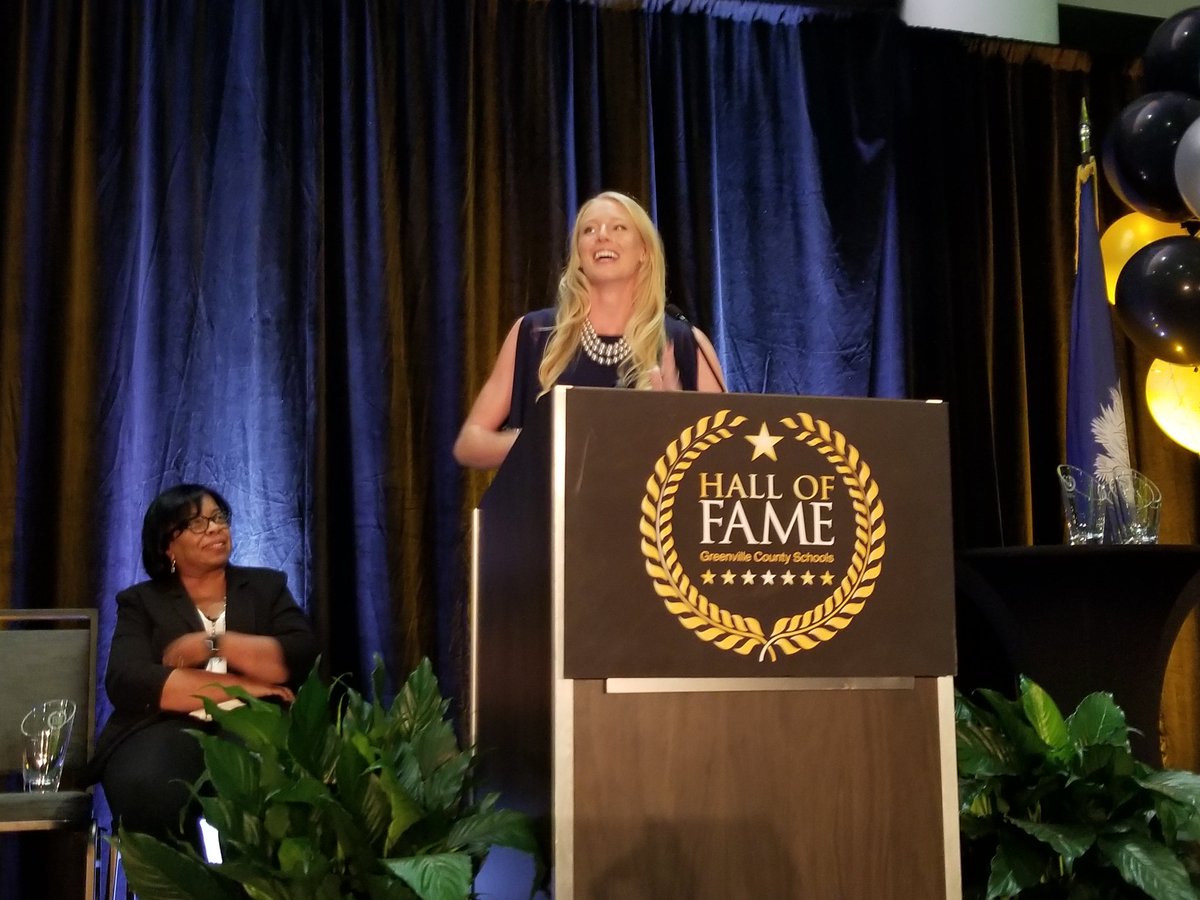 Olympian Sandi Morris is the night's second inductee into the GCS Hall of Fame. A 2010 graduate of Greenville High, Sandi won a silver medal in the 2016 Summer Olympics and set a new standard at the 2018 World Indoor. Congratulations!#buildingabettergrad