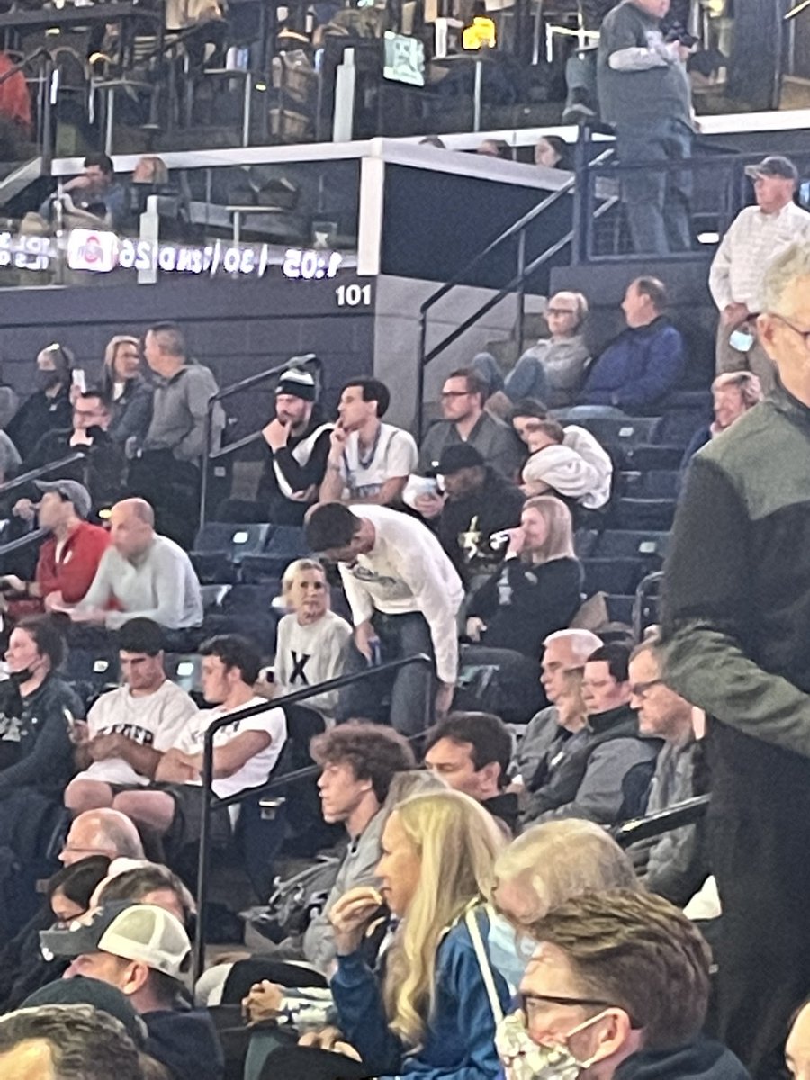 SKlever24's tweet photo. SOURCES: @zach_johnson36 finally takes a seat in the Cintas Center after securing a halftime lead #LetsGoX https://t.co/vqyDFoZgf1