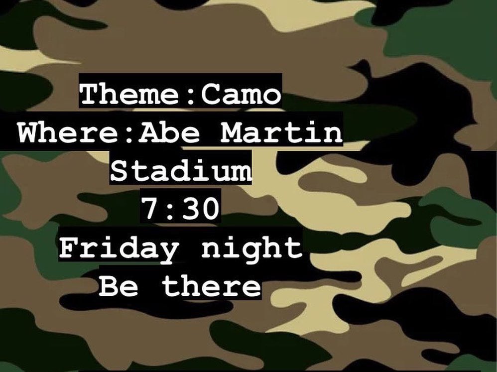 Round ✌️
Texas City vs Texas High 😮‍💨
<a href="/Abe/">Abe from Timehop!</a> Martin Stadium
@7:30
Theme: CAMO 🦾
Be there and Be loud
*tickets sold at gate*
#STS🧡🖤 #ForTheCity