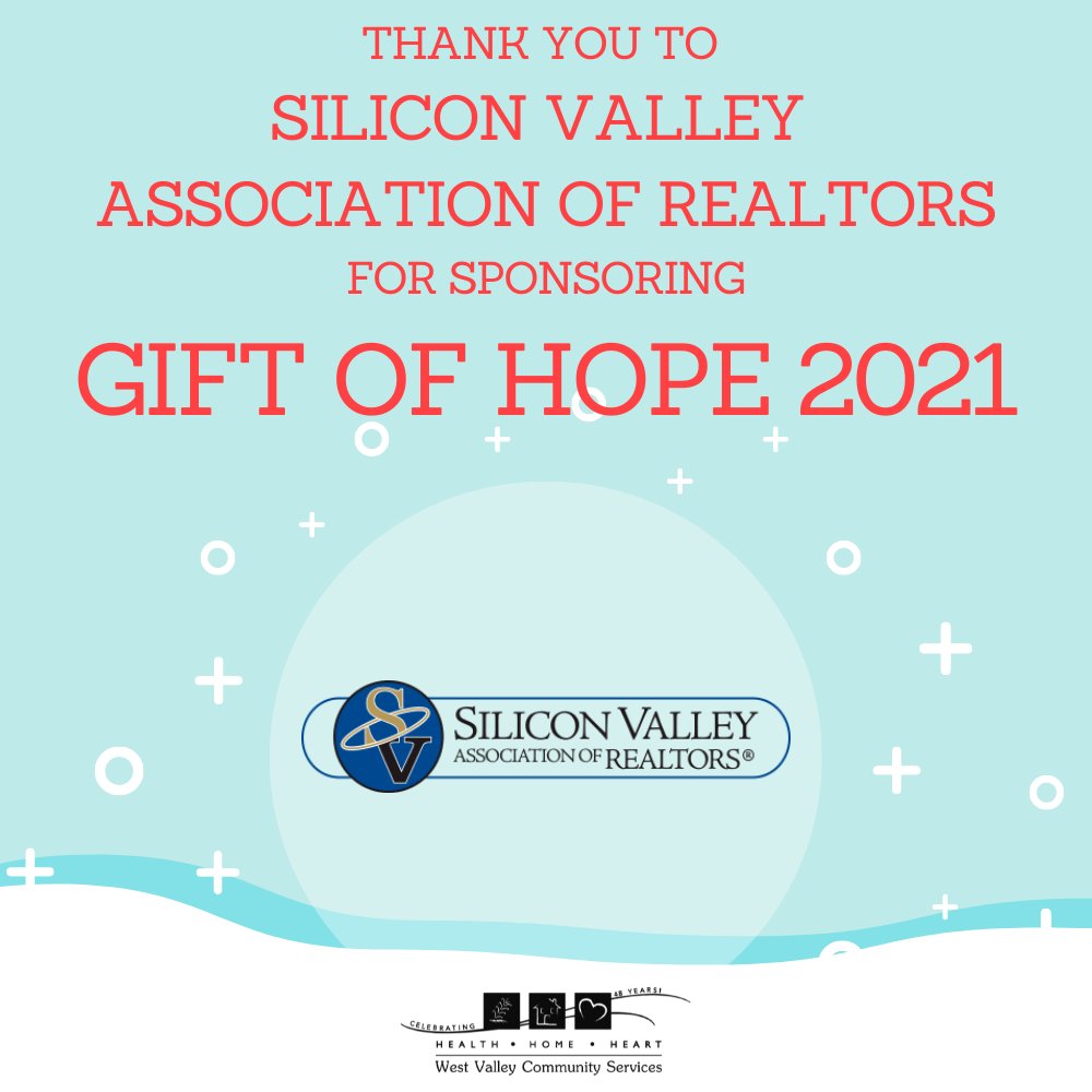 WestValleyCS's tweet photo. Thank you so much to the Silicon Valley Association of Realtors for sponsoring our Gift of Hope Holiday Program!
#WVCS #WestValleyCommunityServices #NonProfit #Community #Cupertino #WestValley #SantaClaraCounty #EndHunger #EndHomelessness #GiftOfHope #GOH2021 https://t.co/PQHKt3qRFJ
