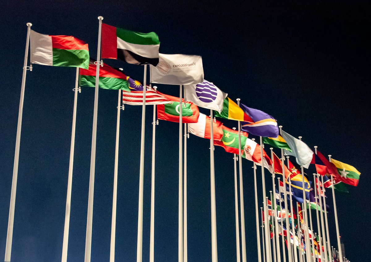 #WorldExpos involve the formal participation of foreign governments. All invitations and confirmations of participation have to be sent through diplomatic channels. Here, the flags of participating countries at @expo2020dubai. #Diplomacy #PublicDiplomacy
