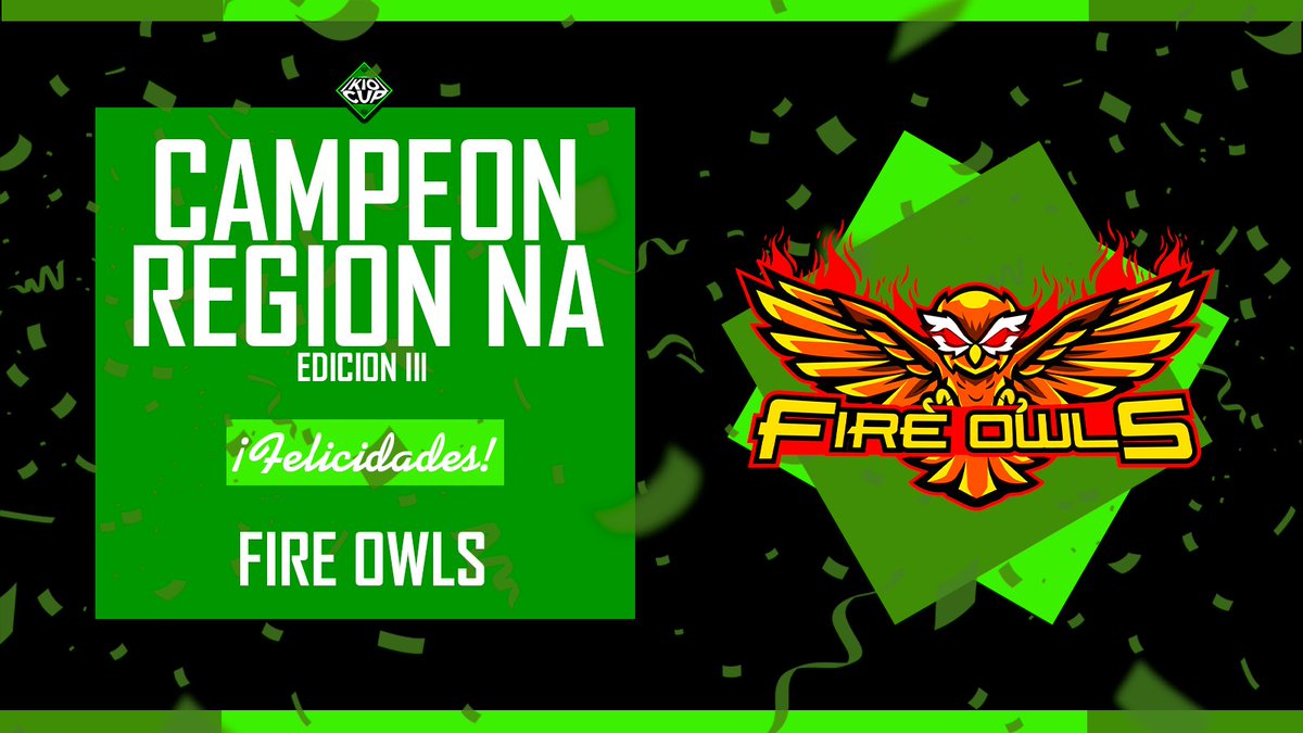 #KioBS • ¡Campeones!

Por parte de la región Norteamérica, tenemos a Fire Owls que campeona tras una victoria arrasante y dominante en la Final de esta región🔥

¡Increible desempeño <a href="/FireTeam_GG/">FIRE❤️‍🔥 ØWLS🦉</a>!

💼 • @AridayBS
👤 • <a href="/Ivanquitoo/">Sourpea</a>
👤 • <a href="/DaigoMr_/">DaigoMR</a>
👤 • <a href="/Artii172/">Andoni✌🏾</a>

#KioCup💚