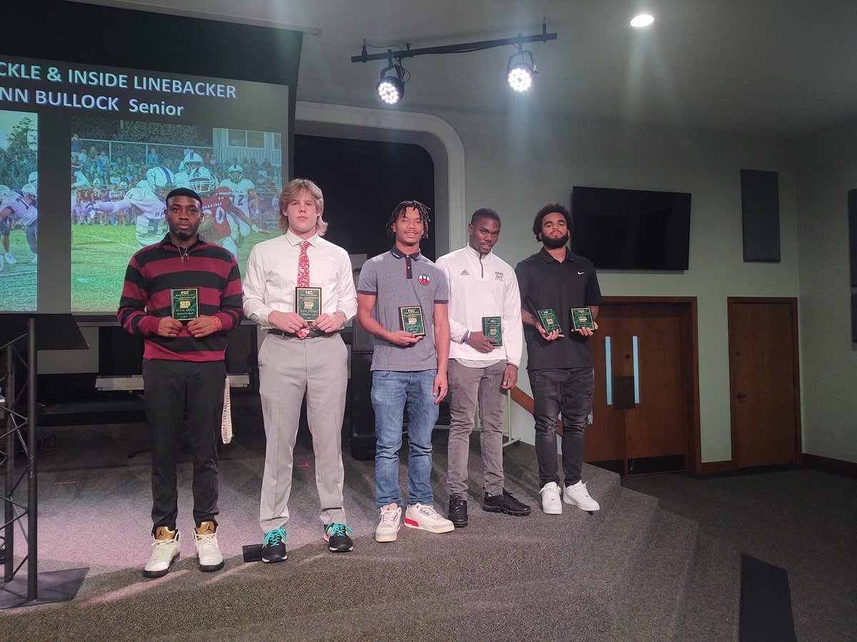 HPCA Cougar Football (@hpcafootball) on Twitter photo All-Conference Awards handed out this evening
Defensive End - Mack Johnson
Defensive Back - Myles Archie
Wide Receiver - Jalen Smith
OL & LB - Glenn Bullock
All Purpose - Myles Crisp
<a href="/Big_Mack__/">Mack Johnson</a>
<a href="/Myles_Archiie/">Myles Archie</a>
<a href="/Jalensmith2022/">Jalen Smith 6’1 185 WR/DB</a>
<a href="/Glenn_Bullock3/">Glenn Bullock</a>
<a href="/CrispMyles/">crispoo</a> All-Conference Awards handed out this evening
Defensive End - Mack Johnson
Defensive Back - Myles Archie
Wide Receiver - Jalen Smith
OL & LB - Glenn Bullock
All Purpose - Myles Crisp
<a href="/Big_Mack__/">Mack Johnson</a>
<a href="/Myles_Archiie/">Myles Archie</a>
<a href="/Jalensmith2022/">Jalen Smith 6’1 185 WR/DB</a>
<a href="/Glenn_Bullock3/">Glenn Bullock</a>
<a href="/CrispMyles/">crispoo</a>