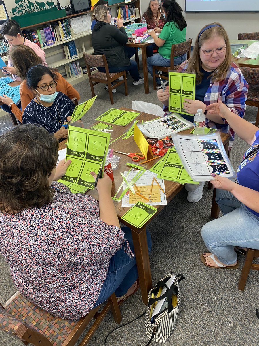 nsimpson327's tweet photo. Successful Make and Take for math workstations at McMasters today!! We collaborated to make workstations in each grade level and sampled how to use them! Taking back great ideas and resources to use in our math small groups!! #pisdmathchat #mathworkstations https://t.co/usbRhRFDn2