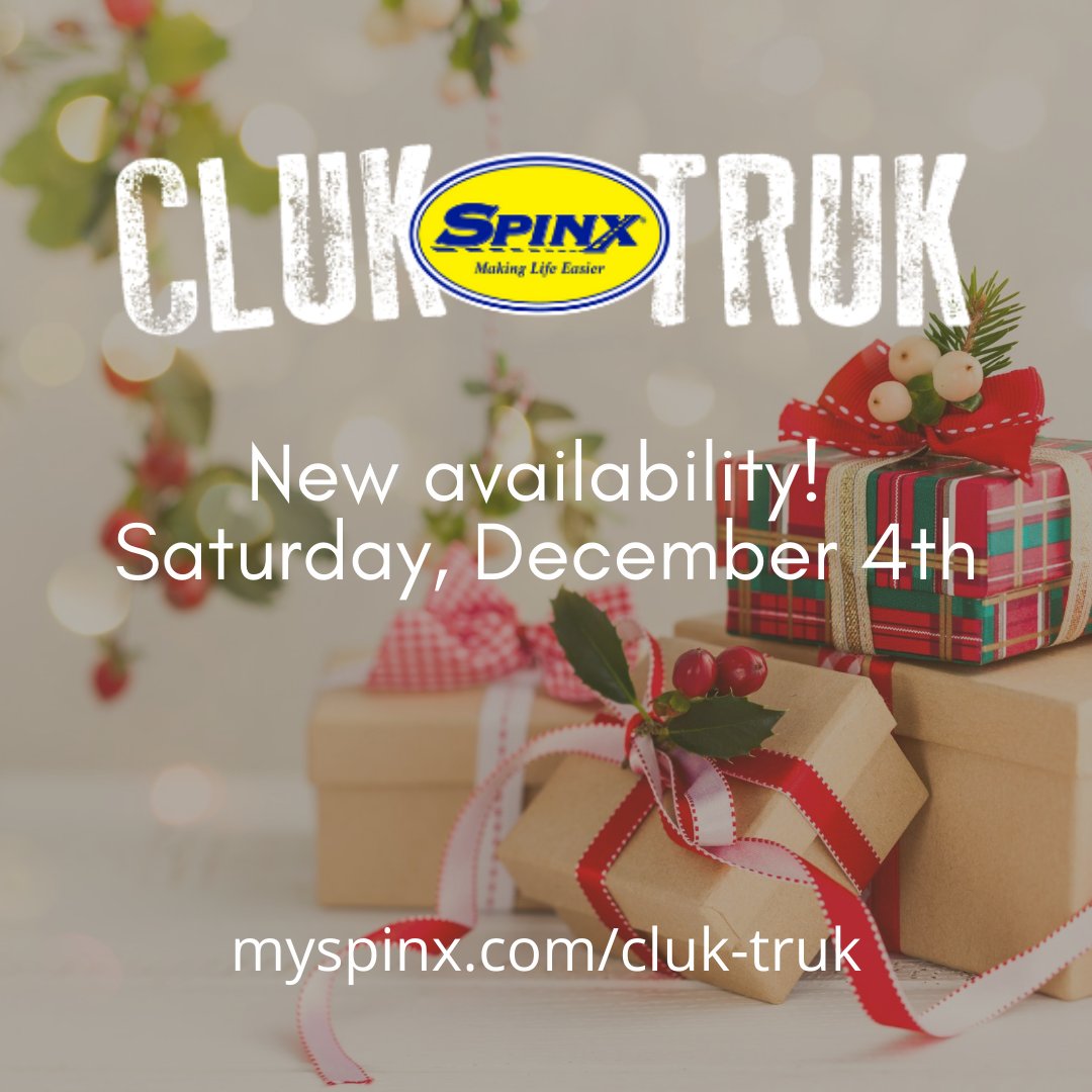 Christmas came early, y'all! We have new availability for Saturday, December 4th! Book now before it's gone! #ClukTruk #SpinxOnWheels