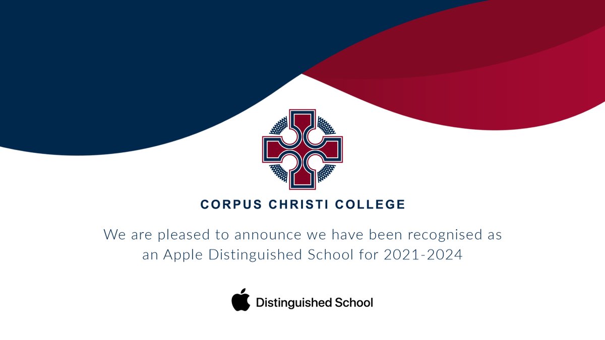 CorpusCCC's tweet image. We’re honoured to be recognised as an Apple Distinguished School for 2021-2024 for our commitment to digital creativity and the use of technology to connect teachers, students and the community to the digital world.
#AppleDistinguishedSchools