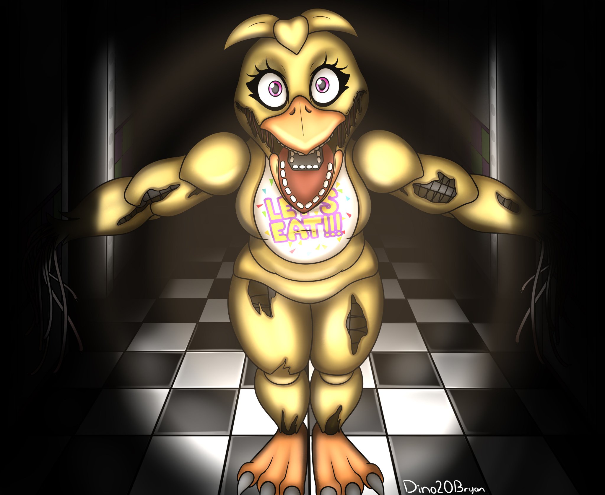 DINO2️⃣0️⃣🅱RYAN on X: FNAF 2 Ladies Night: Withered Chica (I know what  Chica does not go out in the hall  but at least it is more original xd)  #FNAF #fnafart #Witheredchica #