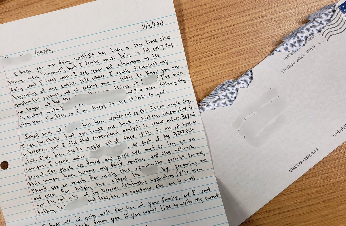 Well this certainly filled my cup, a HANDWRITTEN letter from a past student in my mailbox at work today.