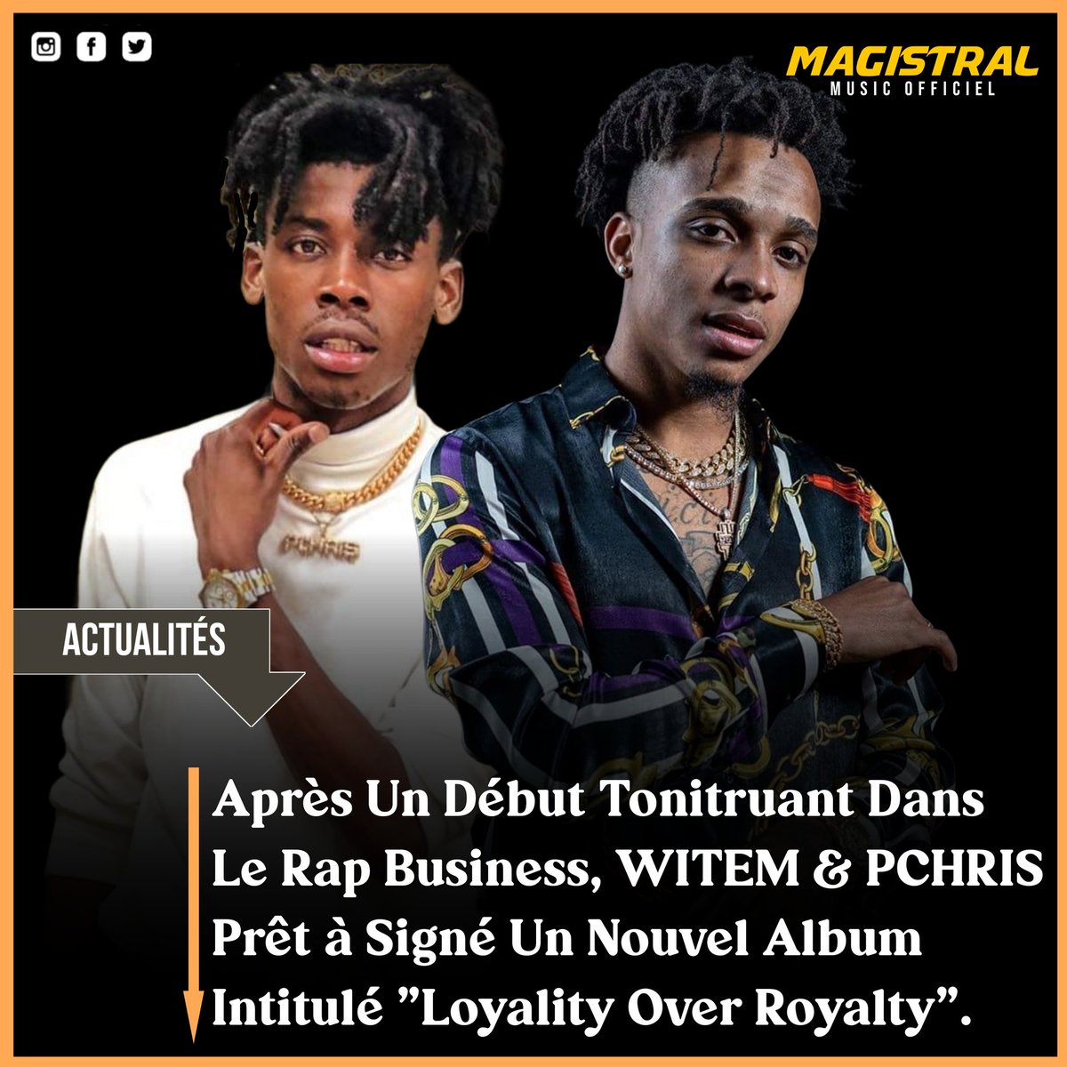Magistralmusic7's tweet photo. Après Un Début Tonitruant Dans Le Rap Business, WITEM &amp; PCHRIS Prêt à Signé Un Nouvel Album Intitulé "Loyality Over Royalty" Un Projet Composé De 10 Tracks.

@MusicMagistral  #hmi #rapstate #haitainrapper #rapkreyol #raphaitain #hiphopkreyol #haitain #Haiti #haitainamericain https://t.co/KT6K98Vi0O