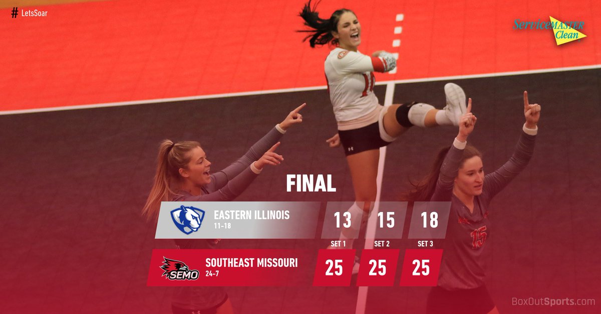 SEMOvb's tweet image. Your top-seeded Redhawks down #8 Eastern Illinois in three to advance to the 2021 OVC Championship Semifinals!! 

SEMO will face #5 Murray State Friday night at 6 p.m., CT at Houck Field House!!

That's a REDHAWKS  🧹🧹🧹  SWEEP presented by ServiceMaster Clean!!  

#LetsSoar