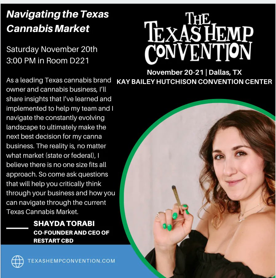 TexasHempCon's tweet photo. Navigating Texas Cannabis Market!? Learn all about #hemp #cannabis This Weekend at the #TexasHempConvention in Dallas, Texas featuring more than dozens of educational sessions throughout the weekend!

Floorplan, event schedule, ant tickets at;
https://t.co/oGZU58TTh2 https://t.co/Mba4e9y8BY