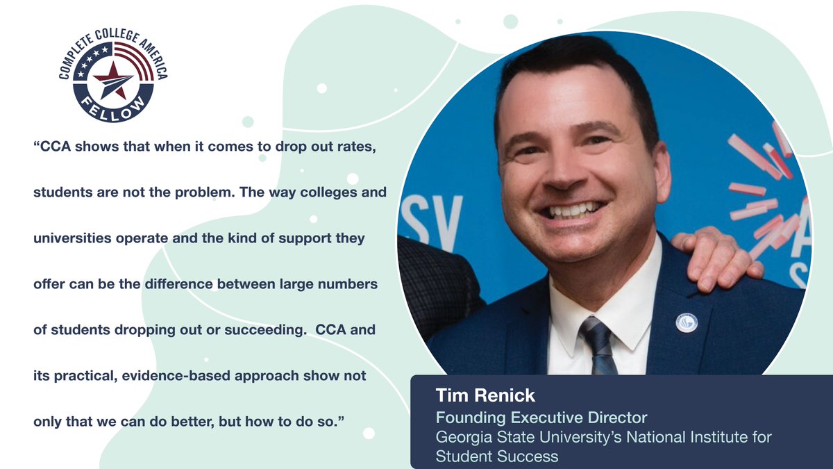 CompleteCollege's tweet photo. #CCAFellow, @tim_renick, values our approach in reforming the #HigherEd system. Learn more about our fellows and how they are advancing our work at https://t.co/qKSegJF4HO @GeorgiaStateU https://t.co/xaU4vFG4Lx
