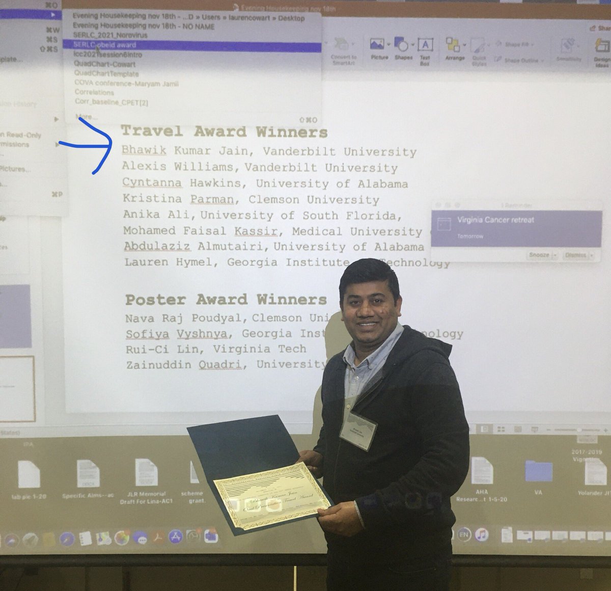 GrahamLab_Vandy's tweet photo. @bhawikjain64 coming in hot with the travel awards! #SERLC #bossinscience #lipidbiology https://t.co/n0Hd95LrdC