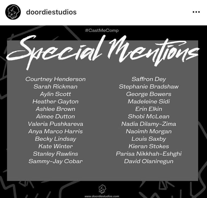 georgebowers888's tweet photo. I feel honoured/humbled to have been given a special mention by @simaloney - Who has worked on one of my *all time* #favourite #series #peakyblinders 👏🙌♥️ for the @DoorDieStudios #castmecomp I saw a lot of great performances for this round and I’m very happy to be amongst them https://t.co/oxs2v729Sr